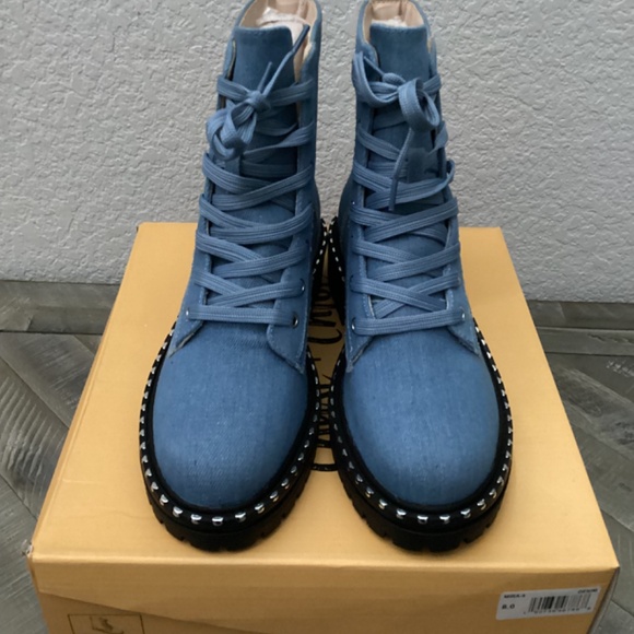 CHASE AND CHLOE Mira Studded Lug Combat Boot (Women), size 8 - Picture 8 of 11